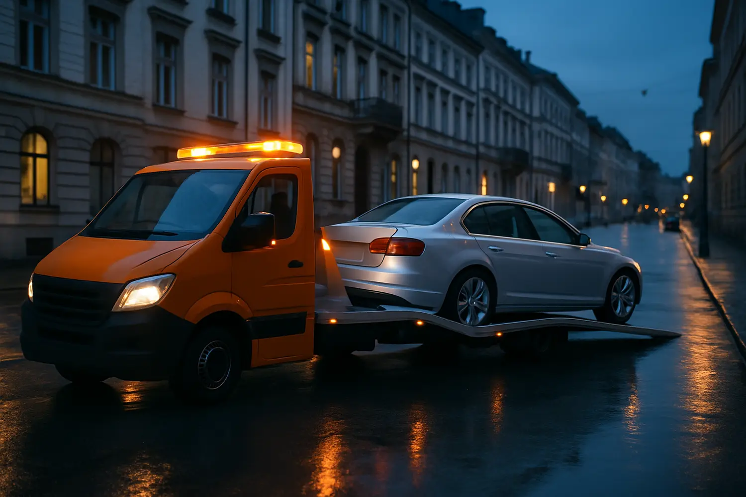 Šlep vozilo SLEP24 utovaruje automobil na gradskoj ulici